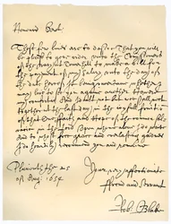 Letter from Admiral Robert Blake to the Commissioners of the Admiralty, 25th August 1654