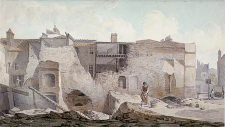 View of the ruins of part of the Priory of Holy Trinity, Aldgate, City of London