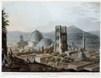 Jerusalem with the Church of the Holy Sepulchre - in "The Holy Places", according to the original drawings by R. Bowyer