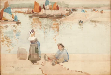 Figures on the Harbour Wall, Brittany