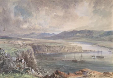 Foilhummerum Bay, Valentia, Looking from Cromwell Fort: The Caroline and Boats