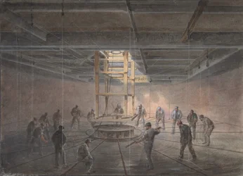 Interior of One of the Tanks on Board the Great Eastern: The Cable Passing Out