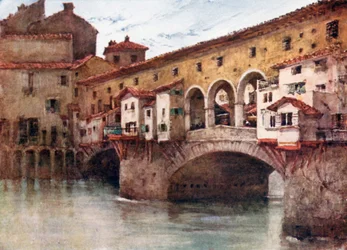 Study, Showing the East Side of the Ponte Vecchio and the Old Houses of the Via de
