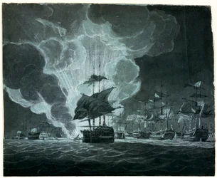 Fleet with a Ship on Fire