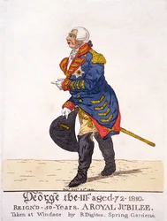 George III of Britain in 1810 on his Fifty Year Jubilee, print by R Dighton