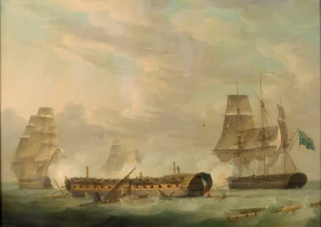 Action at Sea: A French Frigate Completely Dismasted