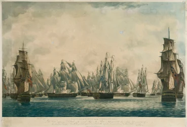 Repulse of Linois by the China Fleet... Ships in the Fleet Making Sail in Pursuit of the Retreating Enemy