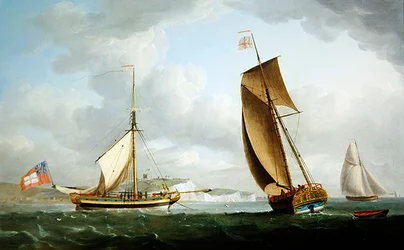 The Trinity House Yacht in two positions off Dover