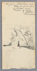 View From a High Site Looking Down into City (recto); Woman holding a Jar (verso), 1882