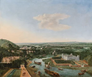 A Prospect of Syon with Barges on the River Thames