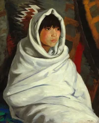 Indian Girl in White Blanket, 1917