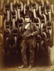 Isambard Kingdom Brunel Standing Before the Launching Chains of the Great Eastern...printed 1863-64