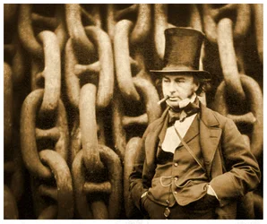 Isambard Kingdom Brunel by the launching chains of the SS Great Eastern