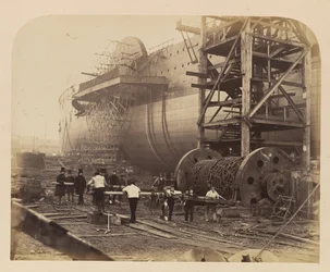 Men at Work Beside the Launching Chains of the Great Eastern, November 18, 1857