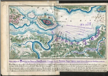 Copy of Official Plan of the Siege of Fort Pulaski. Cockspur Island. Savannah, Georgia, April 1862 - by Union Forces under Gen. Gillmore and Hunter. LOC gvhs01.vhs00084