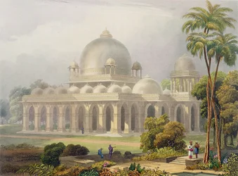 The Roza at Mehmoodabad in Guzerat, or the Tomb of Vizier of Sultan Mehmood, from Volume II of Scenery, Costumes and Architecture of India, Etched by John Willis and Engraved by Charles B