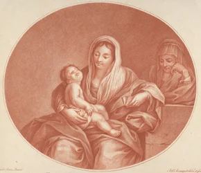 The Virgin seated with the infant Christ sleeping in her lap, Saint Elizabeth at right