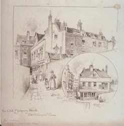 Back View of the Old Blakeney Head Inn, Bartholomew Close, London, c.1900