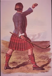 Clansman of Grant of Glenmoriston Playing Shinty