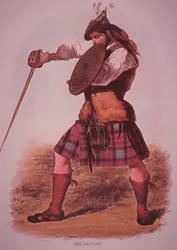 Warrior of the Clan MacLachlan, engraved by L. Dickinson