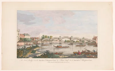 View of the Hampton Court Bridge over the River Thames between Hampton and East Molesey