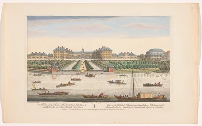 View of the Royal Hospital Chelsea and the Rotunda in Ranelagh Gardens in London