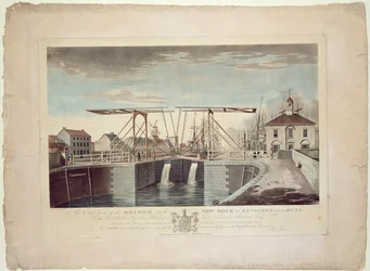 An East View of the Bridge and New Dock at Kingston upon Hull