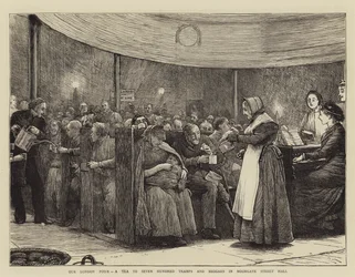 Our London Poor, a Tea to Seven Hundred Tramps and Beggars in Moorgate Street Hall