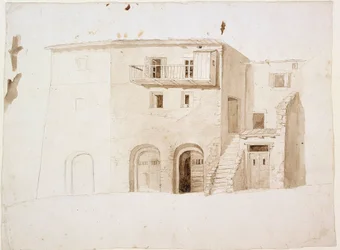 Scene from Italy: Stone House with Two Gates and Stairs