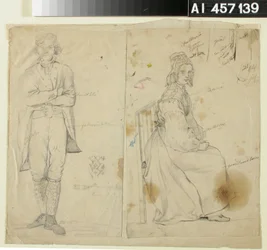 Man with Folded Arms and Woman in National Costume