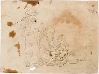 Småland Children, Girl with Child in Her Lap and Standing Boy Beside Her