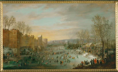 Skating in the Town-Moat of Brussels, Archduke Leopold Wilhelm Watching