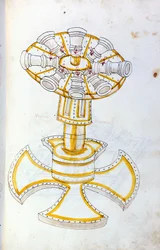 Art of War: Study on Military Machines. Rotating Cannon, Illustration from 