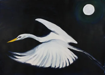 Moonlit White Egret