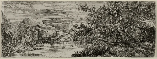 The Holy Family beside a Pool