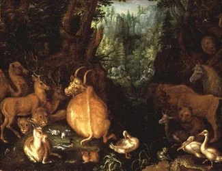 Animals and Birds in a Forest Landscape