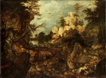 Wild Boar Hunt in a Rocky Landscape