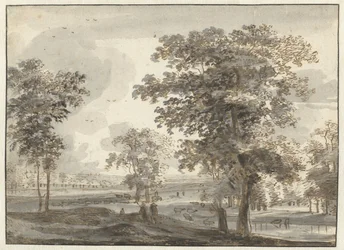 Wooded Landscape with Herdsmen Near a River