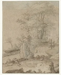 Rocky Landscape with Waterfall