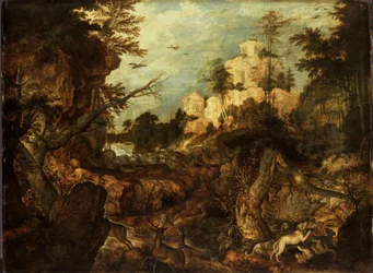 Wild Boar Hunt in a Rocky Landscape