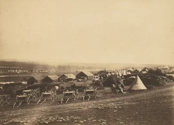 Artillery Wagons, Balaklava in the Distance.