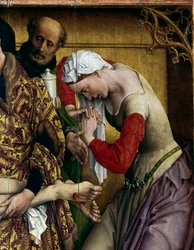 Deposition or descent from the cross. Detail of Saint Mary Magdalene. Altarpiece by Rogier van der Weyden