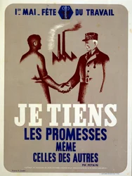 Propaganda poster issued by Marshal Pétain, the Vichy French leader, for the May Day workers
