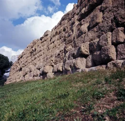 Ancient Rome, Archaic Period: View of the Ruins of the Servian Wall, First Enclosure of the City of Rome, Built by King Servius Tullius. 6th Century BC Italy