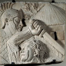Art of Ancient Rome: Barbarian Fighting a Roman Legionary