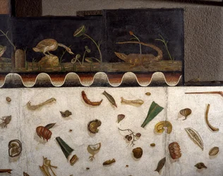 “Asarotos” (Floor unswept) Fragments of mosaic signed by Harakliton from Rome, 2nd century AD