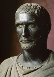 Bust of Brutus. Bronze sculpture. Rome, Musei Capitolini, Palazzo dei Conservatori, Sala dei Trionfi