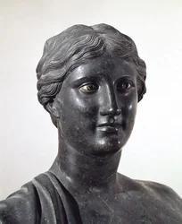 Bust of Sappho, Bronze Statue, from Villa of Papyri, Herculaneum, Campania, Italy, Roman Civilization