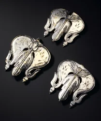 Cavalry harness pendants with remains of niello decoration, from the Roman site at Newstead, Melrose, AD 80-100