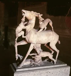 Deer attacked by dogs, from the House of the Stags